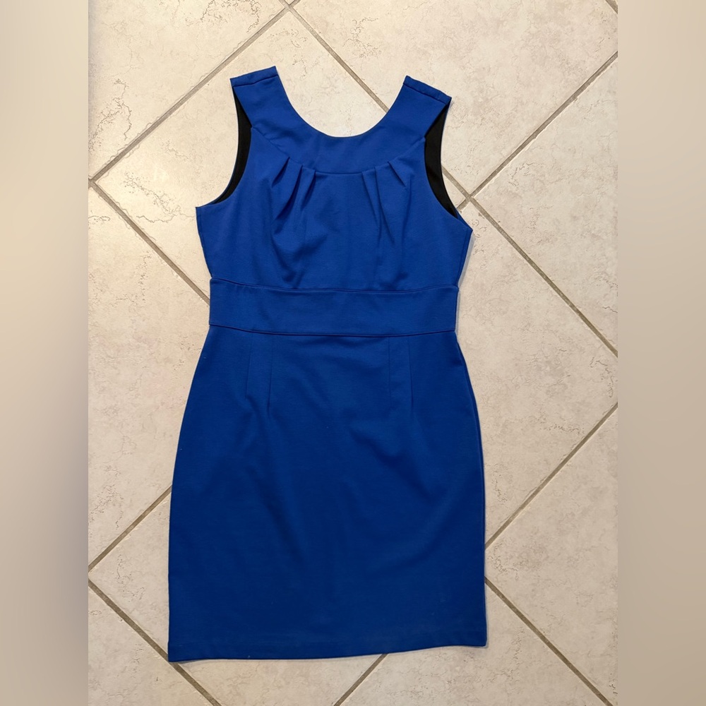 Banana Republic Womens Midi Sheath Dress Blue Sleeveless Office Wear Lined Sz 12
